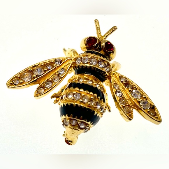Signed MMA British Collection 24K Gold Plated Faberge Bumble Bee Brooch Pin - Picture 3 of 11